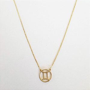 Colar signo gêmeos folheado a ouro 18k