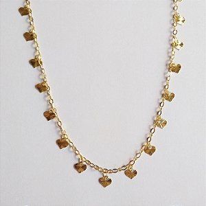 Colar com corações trabalhados folheado a ouro18k