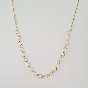 Colar de elos achatados folheado a ouro 18k