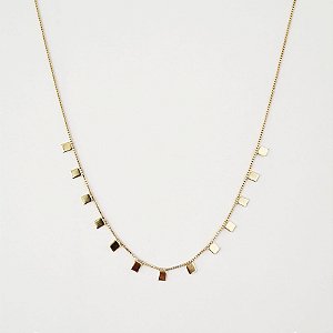 Colar com pingentes quadrados folheado a ouro 18k