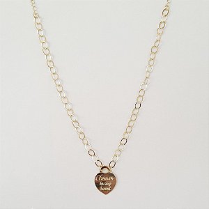 Colar coração forever in my heart folheado a ouro 18k