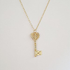 Colar chave folheado a ouro 18k