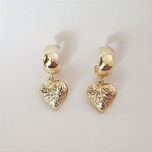 Argola com coração folheado a ouro 18k