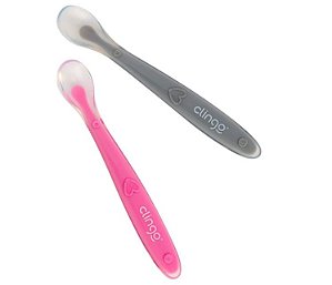 Colher de Silicone Premium Colors Rosa com 2 unidades - Clingo