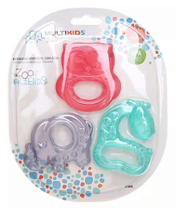 Mordedor Com Água Zoo Friends 3 Peças Menina - Multikids Baby