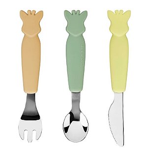 Conjunto Talheres Silicone e Inox Sophie la Girafe