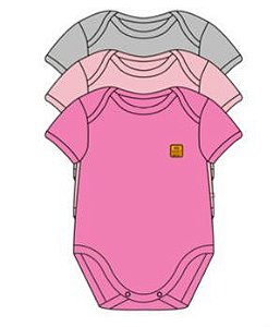 Kit com 3 Body Manga Curta Liso Feminino - Baby Best