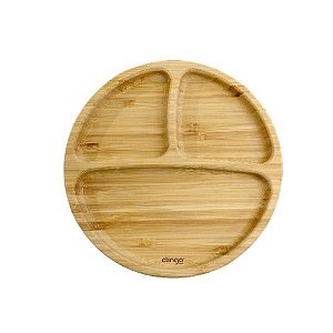 Prato com Divisória e Ventosa em Bambu - Clingo