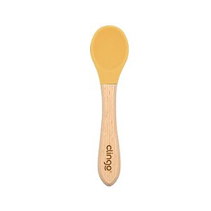 Colher de Bambu e Silicone Mostarda - Clingo