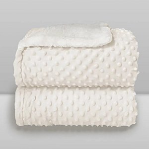 Cobertor Plush com Sherpa Dots Branco