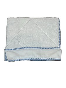 Toalha de Banho com Capuz Xadrez Azul - Totalbaby