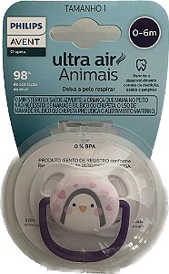 Chupeta Ultra Air Animais Unitária Menina Penguim 0-6 Meses - Avent