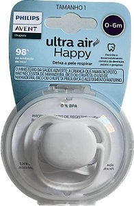 Chupeta Ultra Air Happy Unitária Neutra 0-6 Meses - Avent