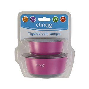 Tigela com Tampa Colors Rosa (2 uni) - Clingo