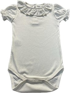 Body Off White Pima Babado Manga Curta - Totalbaby