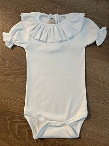 Body Off White Pima Babado Manga Curta - Totalbaby
