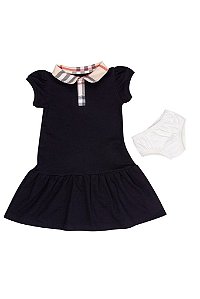 Vestido Polo com Calcinha Preto Gola Xadrez