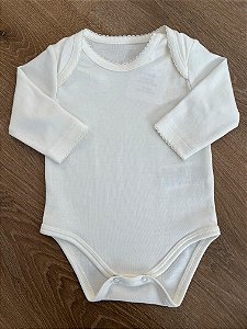 Body Liso Manga Comprida Creme Pima Peruano
