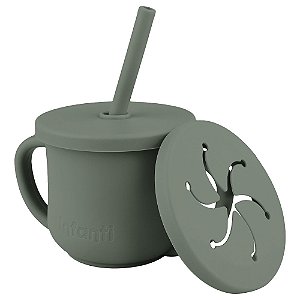Copo Silicone Canudo/ Snack Verde - Infanti