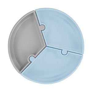 Prato Encaixe Puzzle-Miner Blue e Cinza - Minikoioi
