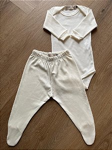 Body e Calça Algodão Suedine Off White