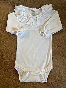 Body Off White Pima Babado Manga Longa - Totalbaby