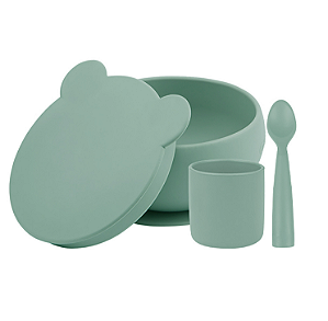 Conjunto de Alimentação em Silicone BLW Set I River Green - Minikoioi