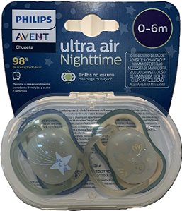 Chupeta Ultra Air 0-6m Night Time Verde SCF376/18 - Avent