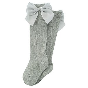 Meia 3/4 com Laço 16/20 Feminino Cinza - Pimpolho