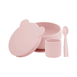 Conjunto de Alimentação em Silicone BLW Set I Pinky Pink - Minikoioi