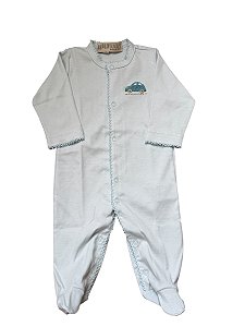 Macacão de Pima com Picueta Azul Bebê - Carrinho