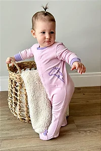 Macacão Magnético Rosa Bebê e Lavanda