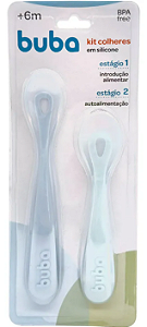 Kit 2 Colheres em Silicone Fase 1 Azul - Buba
