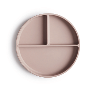 Prato de Silicone com Divisórias e Ventosa Rosa Mushie