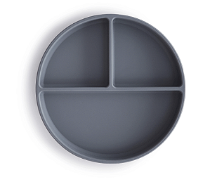 Prato de Silicone com Divisórias e Ventosa Azul Mushie