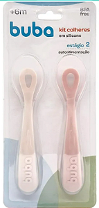 Kit 2 Colheres em Silicone Fase 2 Rosa - Buba