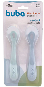 Kit 2 Colheres em Silicone Fase 2 Azul - Buba