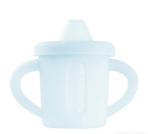 Copo de treinamento de silicone com bico e visor 175ml Azul