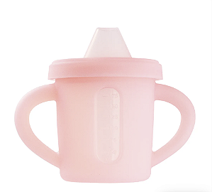 Copo de treinamento de silicone com bico e visor 175ml Rosa