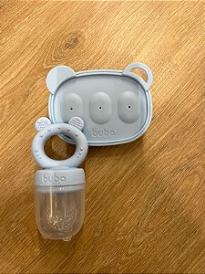 Kit Porta-Frutinha e Forminha em Silicone Azul - Buba