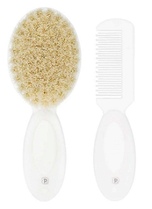 Kit Pente E Escova De Cerdas Naturais Branco - Pimpolho