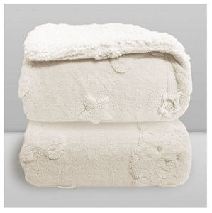Cobertor Sherpa Relevo Urso Branco - Laço Bebe