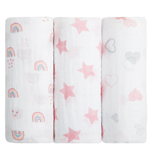 Cueiro Swaddle Soft Estampado 100cm x 80cm (3un) Chuva de Amor  - Papi