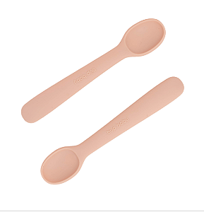 Kit Com Duas Colheres De Silicone Rosa Blush Büp Baby
