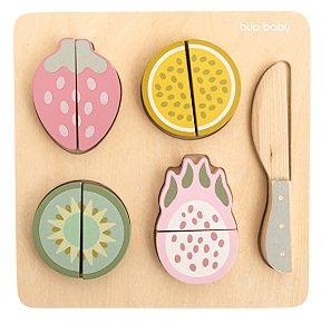 Brinquedo De Madeira Kit Frutas Com Corte Büp Baby