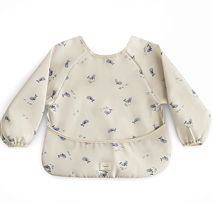 Babador Avental Com Mangas Longas Baleia Mushie