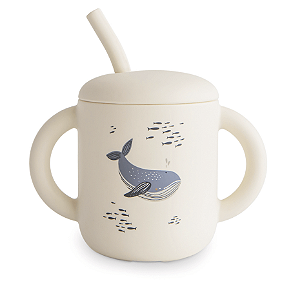 Copo De Treinamento Com Canudo De Silicone Baleia Mushie