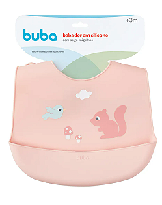 Babador em Silicone com Cata-Migalhas Cloudy Rosa- Buba