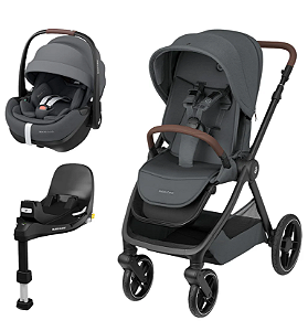 Trio Carrinho de bebê Oxford + Bebê conforto Pebble Pro 360 + Moisés Sense - Twillic Graphite - Maxi Cosi