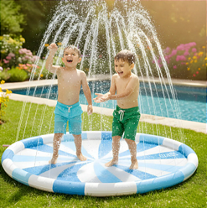 Tapete De Água Infantil Splash Pad - Com Jatos De Água Cor Azul-aço